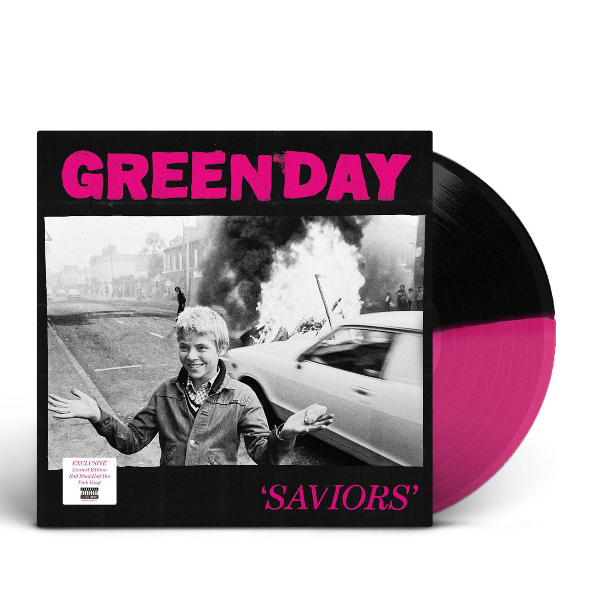 Green Day- Saviors (Indie Exclusive Magenta & Black Split w/ Poster) (DAMAGED) { vinyl }